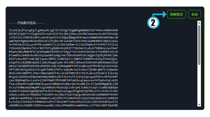 担保函显示完整的数字签名区块及复制按钮